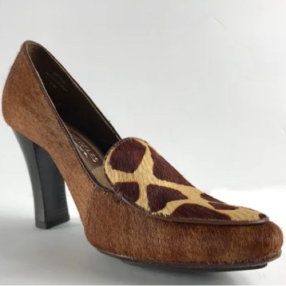 Aerosoles Signature Calf Hair Cowhide Heels Wooden Pumps Y2K Women’s Size 8 - Picture 1 of 15